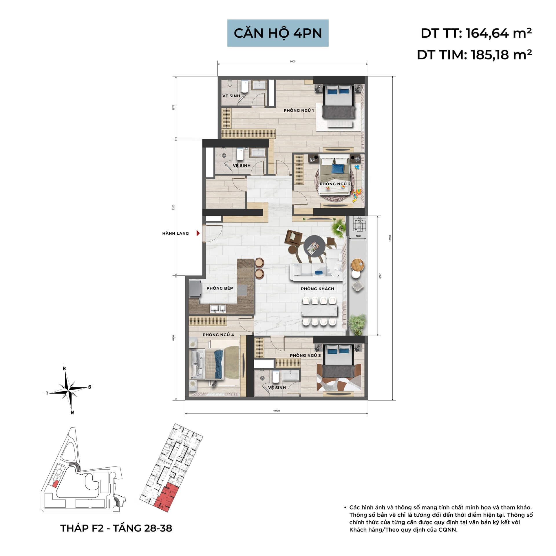 thiết kế căn hộ 4 phòng ngủ dự án Central Lakeside